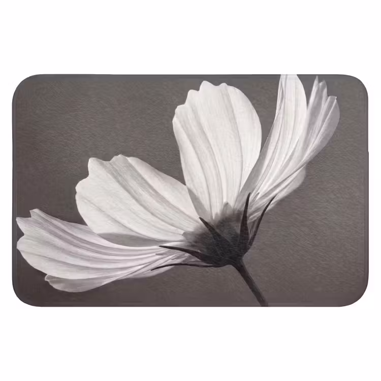 Bloem - Minimalistisch - Zwart - Wit WCmat klein -3d