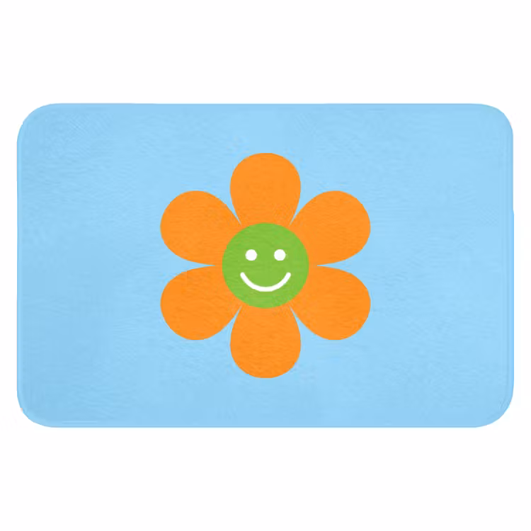 Bloem - Smiley - Kleurrijk WCmat klein -3d