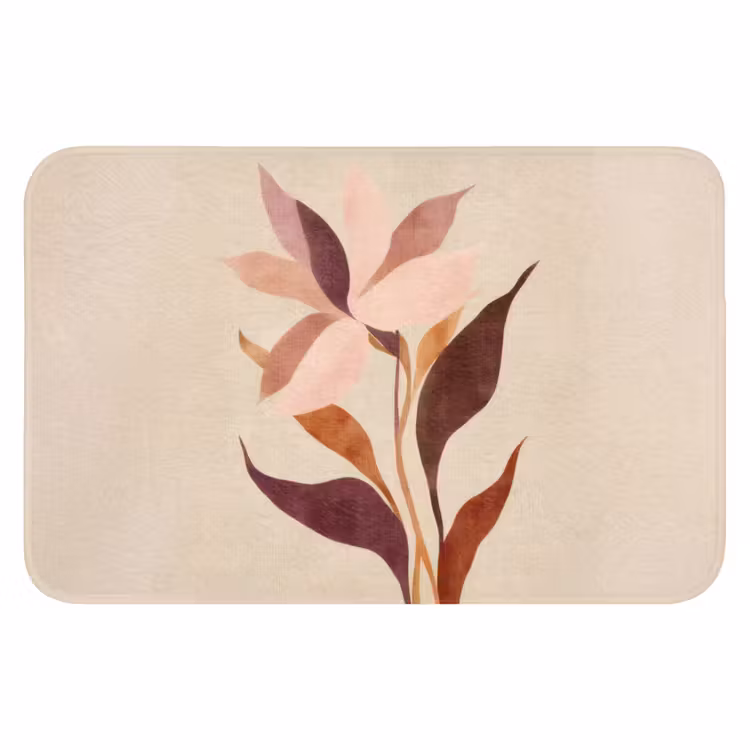 Bloemen - Blaadjes - Minimalistisch - Roze WCmat klein -3d
