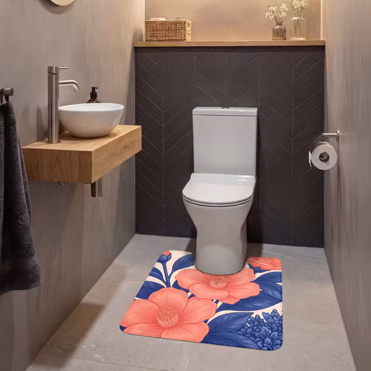 WC Mat - Bloemen - Bladeren - Botanisch - Bloemen - Bladeren - Botanisch WCmat U-uitsnede middel