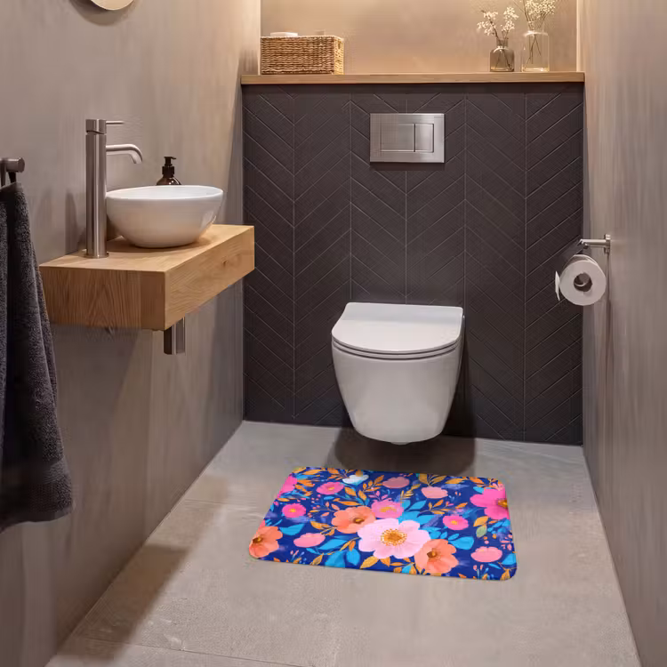 Bloemen - Blauw - Roze WCmat klein -sfeer2