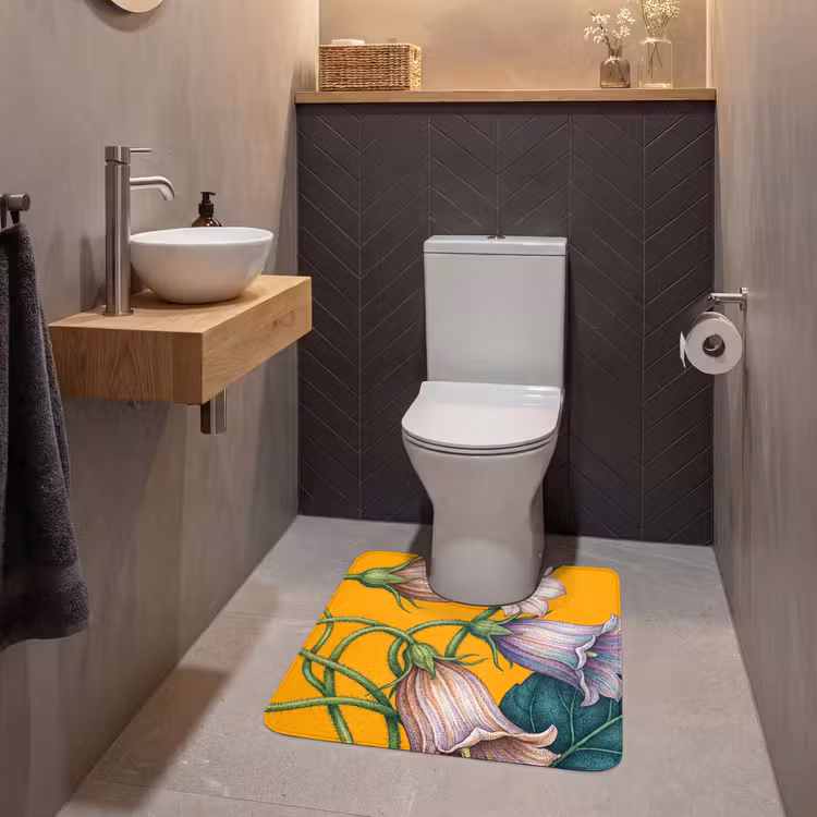 WC Mat - Bloemen - Botanisch - Geel - Bloemen - Botanisch - Geel WCmat U-uitsnede middel