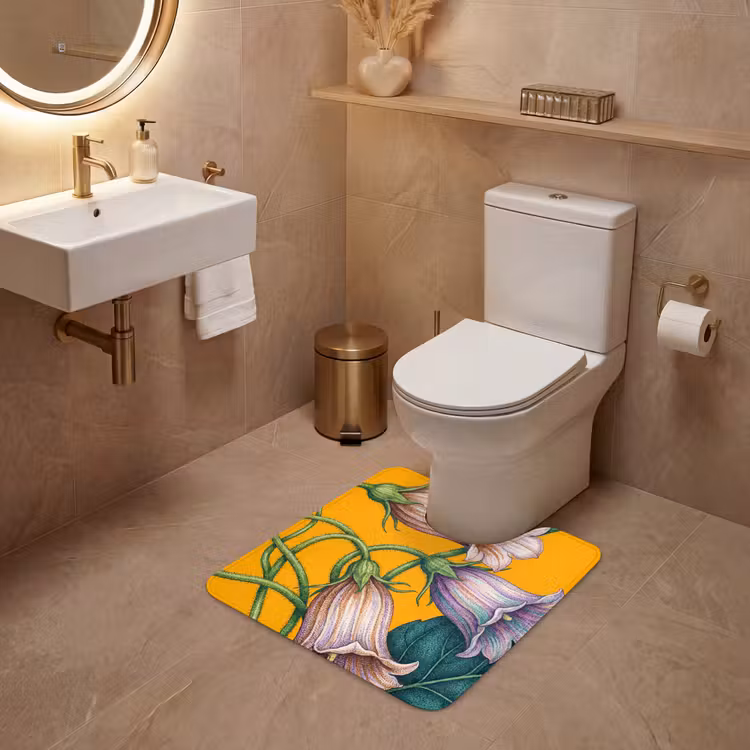 WC Mat - Bloemen - Botanisch - Geel - Bloemen - Botanisch - Geel WCmat U-uitsnede middel