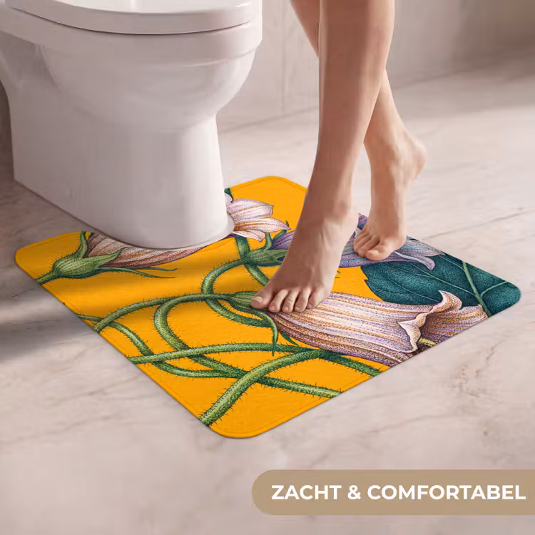 WC Mat - Bloemen - Botanisch - Geel - Bloemen - Botanisch - Geel WCmat U-uitsnede middel