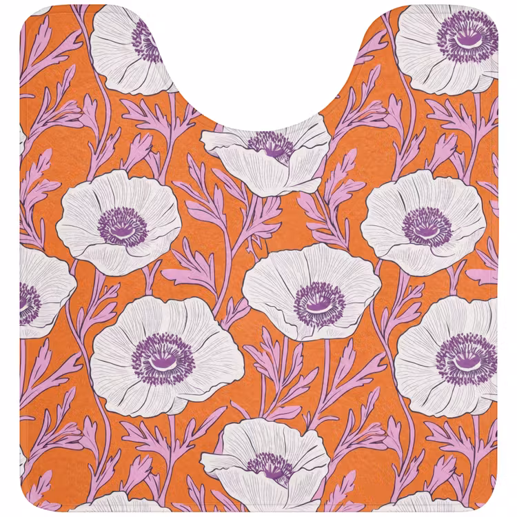 Bloemen - Grafisch - Oranje WCmat U-uitsnede middel 1014 -3d