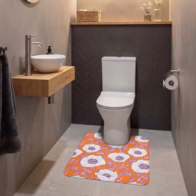 Bloemen - Grafisch - Oranje WCmat U-uitsnede middel 1014 -sfeer2