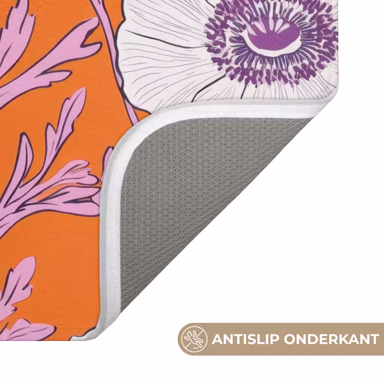Bloemen - Grafisch - Oranje WCmat U-uitsnede middel 1014 -USP_AntislipNL