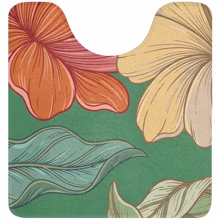 WC Mat - Bloemen - Groen - Illustratie - Bloemen - Groen - Illustratie WCmat U-uitsnede middel