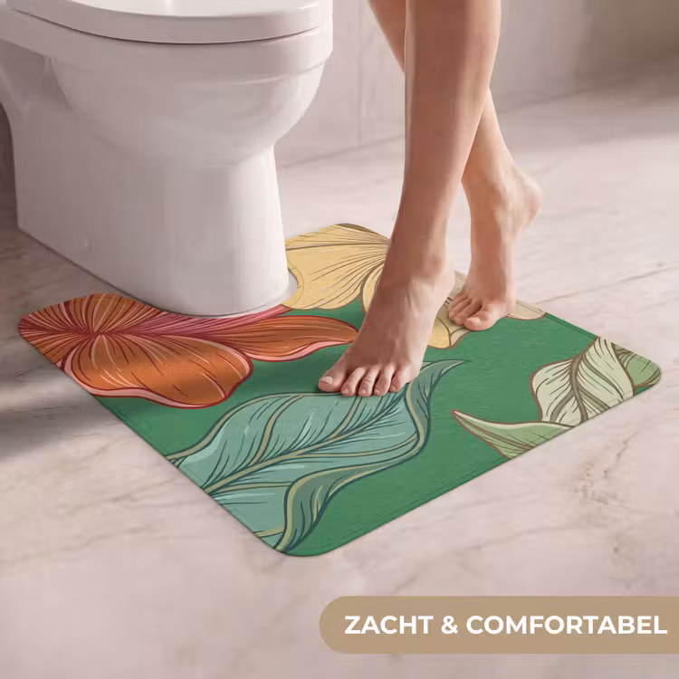 WC Mat - Bloemen - Groen - Illustratie - Bloemen - Groen - Illustratie WCmat U-uitsnede middel
