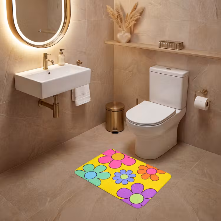 Bloemen - Illustratie - Kleurrijk WCmat klein -sfeer3