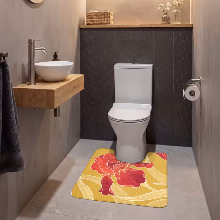 WC Mat - Bloemen - Illustratie - Rood - Bloemen - Illustratie - Rood WCmat U-uitsnede middel