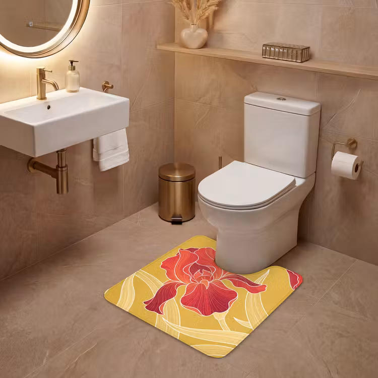 WC Mat - Bloemen - Illustratie - Rood - Bloemen - Illustratie - Rood WCmat U-uitsnede middel