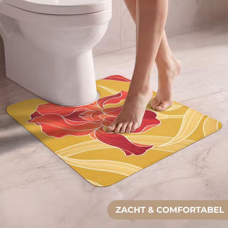 WC Mat - Bloemen - Illustratie - Rood - Bloemen - Illustratie - Rood WCmat U-uitsnede middel