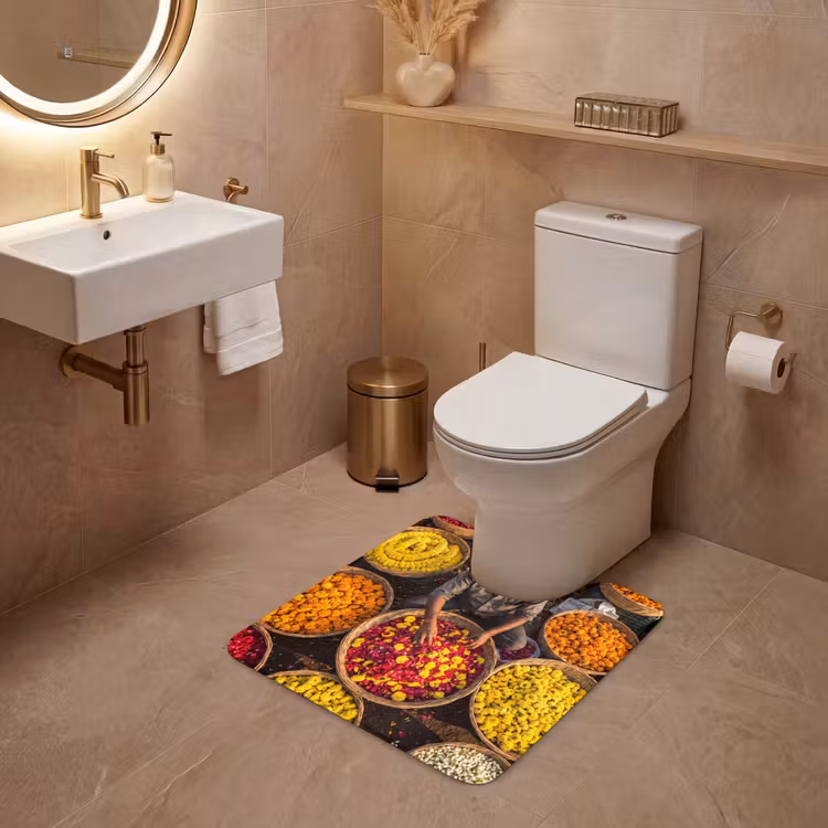 WC Mat - Bloemen - Markt - Kleurrijk - Bloemen - Markt - Kleurrijk WCmat U-uitsnede middel