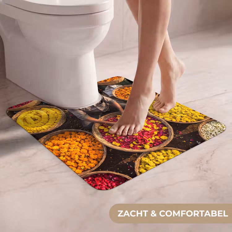 WC Mat - Bloemen - Markt - Kleurrijk - Bloemen - Markt - Kleurrijk WCmat U-uitsnede middel
