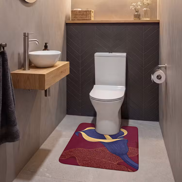 WC Mat - Bloemen - Modern - Paars - Bloemen - Modern - Paars WCmat U-uitsnede middel