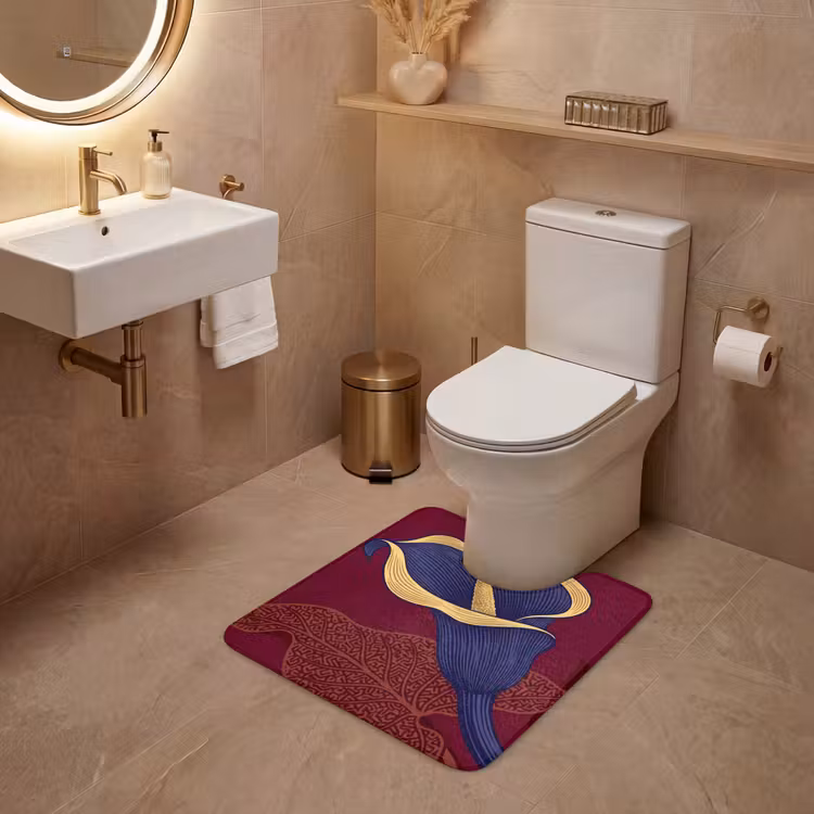 WC Mat - Bloemen - Modern - Paars - Bloemen - Modern - Paars WCmat U-uitsnede middel