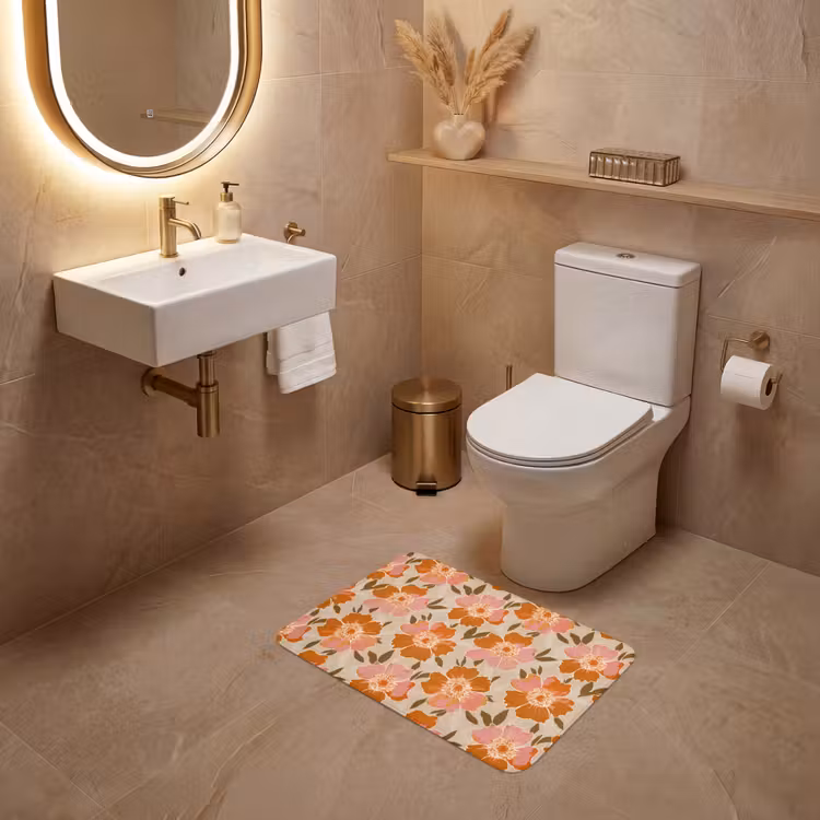 Bloemen - Motief - Retro WCmat klein 1009 -sfeer3
