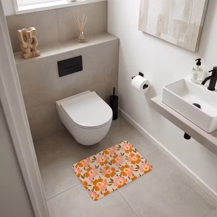 Bloemen - Motief - Retro WCmat klein 1009 -sfeer1