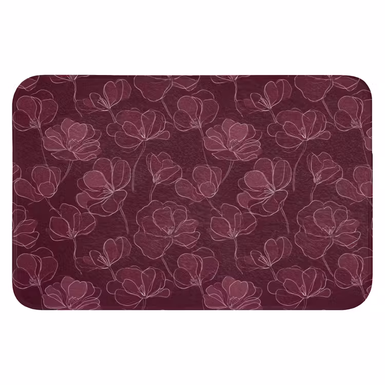 Bloemen - Patroon - Bordeauxrood WCmat klein 1009 -3d