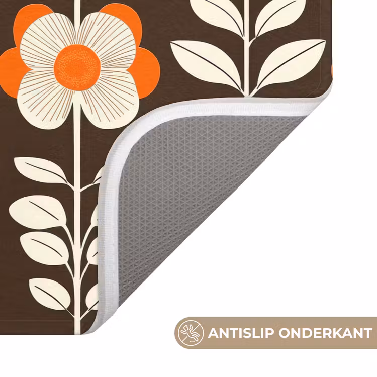 Bloemen - Retro - Bruin WCmat klein 1009 -USP_AntislipNL