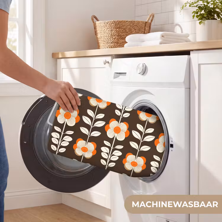 Bloemen - Retro - Bruin WCmat klein 1009 -USP_WasbaarNL