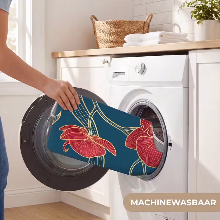 WC Mat - Bloemen - Rood - Goud - Bloemen - Rood - Goud WCmat U-uitsnede middel
