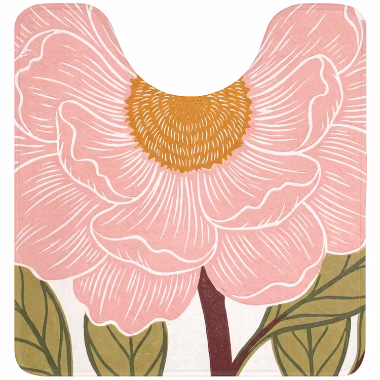 WC Mat - Bloemen - Roze - Illustratie - Bloemen - Roze - Illustratie WCmat U-uitsnede middel