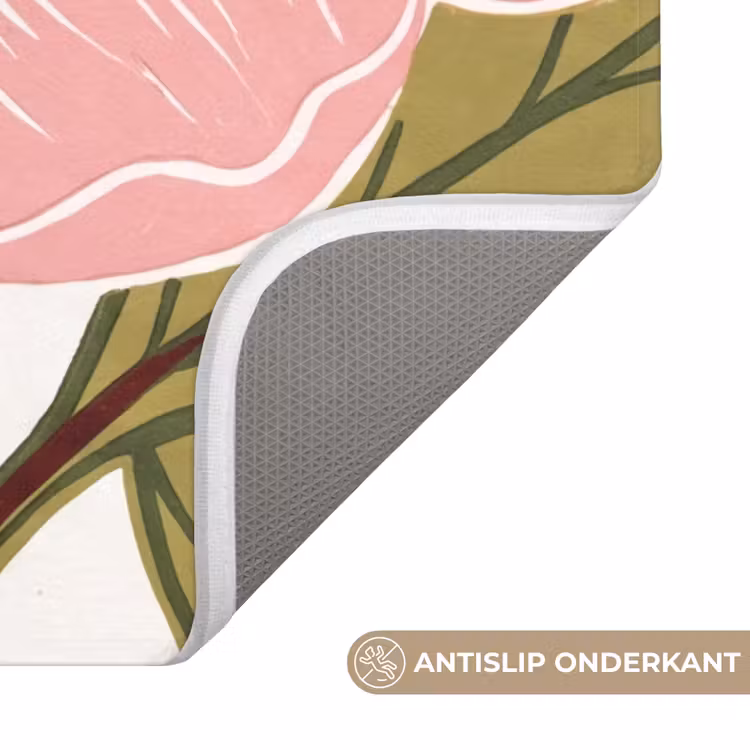 WC Mat - Bloemen - Roze - Illustratie - Bloemen - Roze - Illustratie WCmat U-uitsnede middel