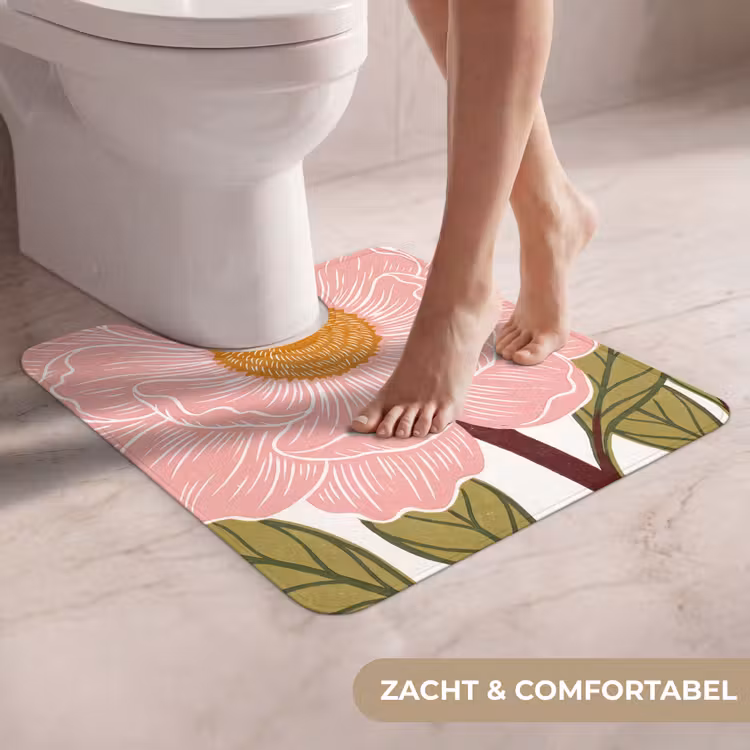 WC Mat - Bloemen - Roze - Illustratie - Bloemen - Roze - Illustratie WCmat U-uitsnede middel