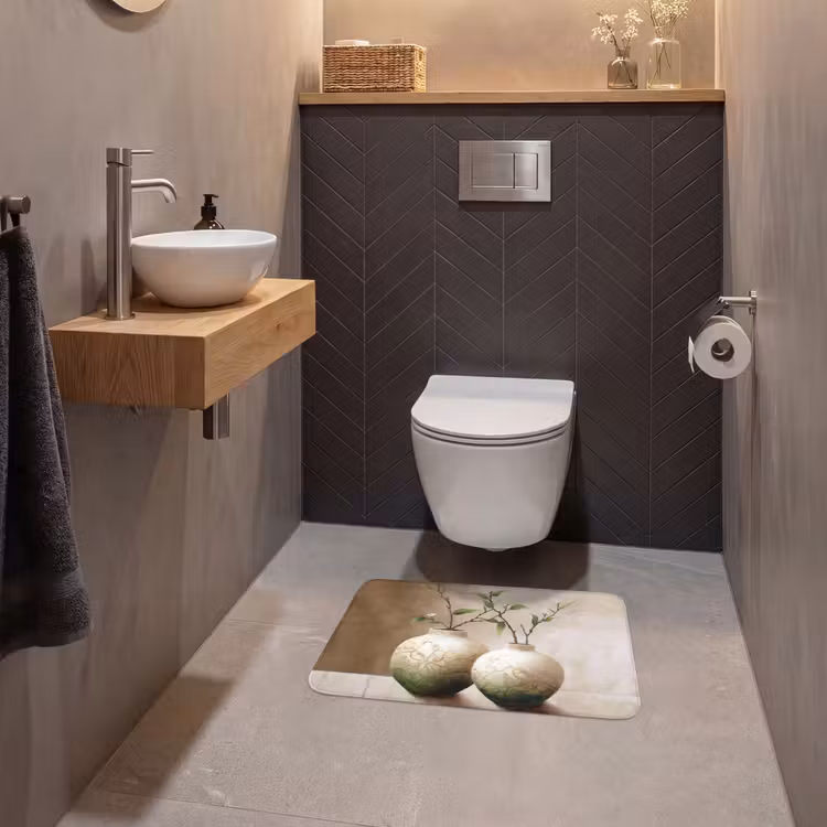 Bloemen - Vaas - Wit - Botanisch - Beige WCmat klein -sfeer2