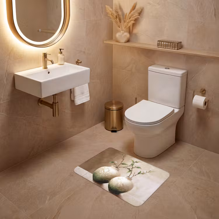 Bloemen - Vaas - Wit - Botanisch - Beige WCmat klein -sfeer3