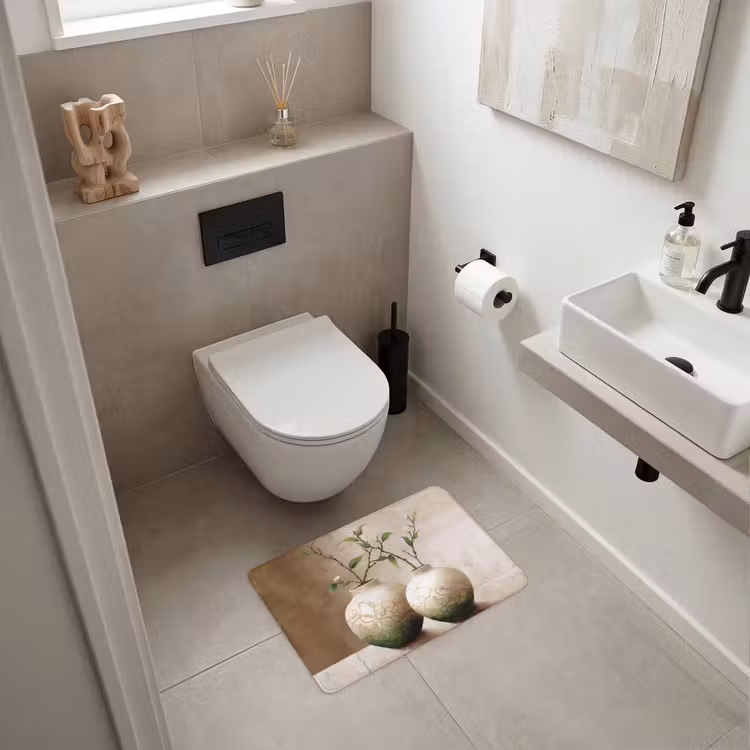 Bloemen - Vaas - Wit - Botanisch - Beige WCmat klein -sfeer1