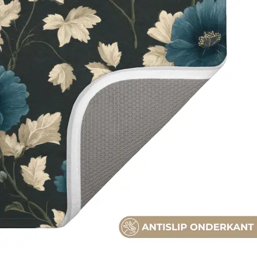 Botanisch - Bloemen - Blauw WCmat klein 1009 -USP_AntislipNL