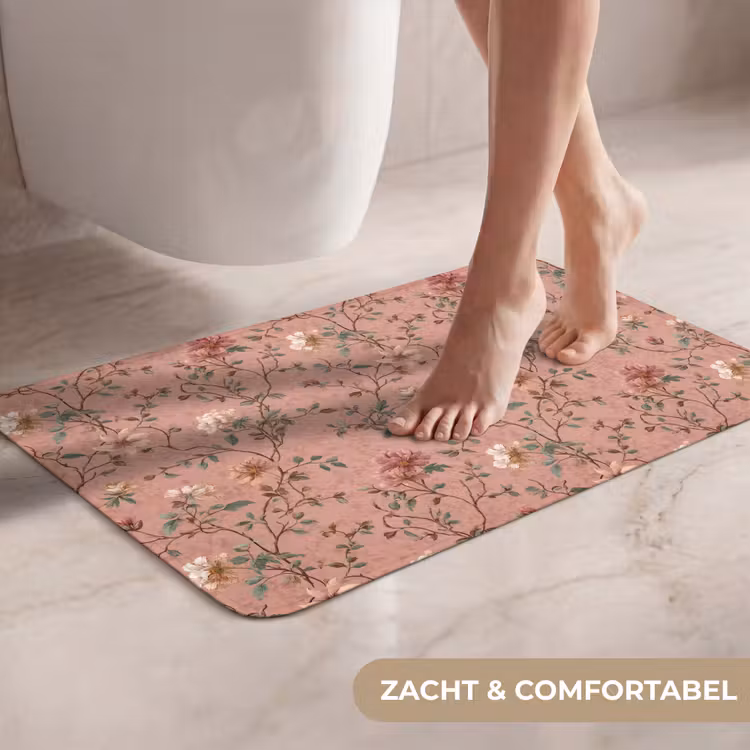 Botanisch - Bloemen - Roze WCmat klein 1009 -USP_ZachtNL