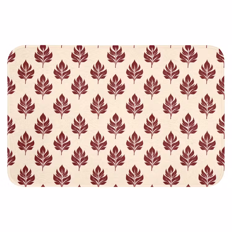 Botanisch - Patroon - Bordeaux WCmat klein 1009 -3d