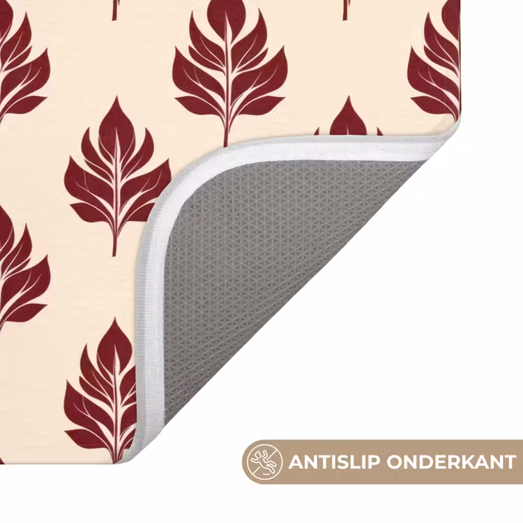 Botanisch - Patroon - Bordeaux WCmat klein 1009 -USP_AntislipNL