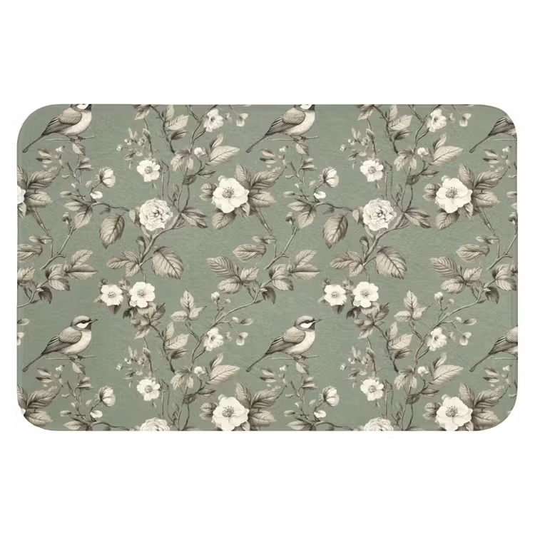 Botanisch - Vogels - Groen WCmat klein 1009 -3d