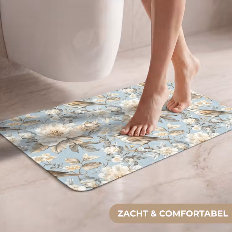Botanisch - Zangvogel - Blauw WCmat klein 1009 -USP_ZachtNL