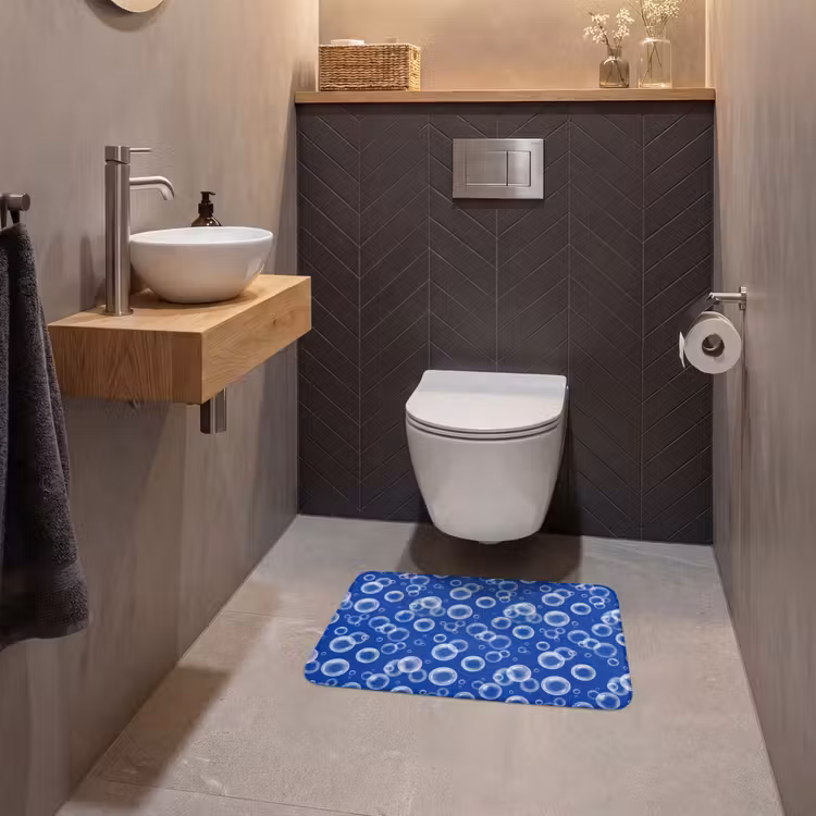 Bubbels - Patroon - Blauw WCmat klein -sfeer2
