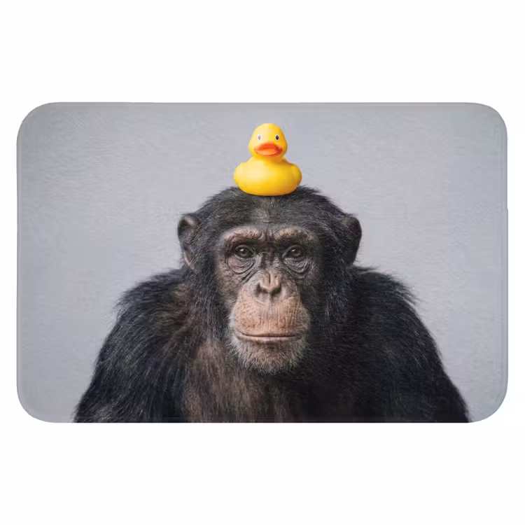 Chimpansee - Badeend - Grijs WCmat klein -3d