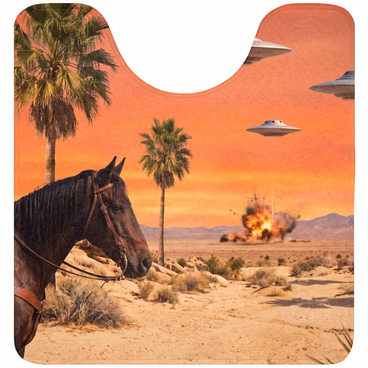 WC Mat - Cowboy - Paard - Woestijn - Cowboy - Paard - Woestijn WCmat U-uitsnede middel
