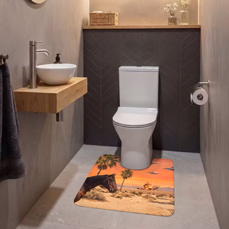 WC Mat - Cowboy - Paard - Woestijn - Cowboy - Paard - Woestijn WCmat U-uitsnede middel