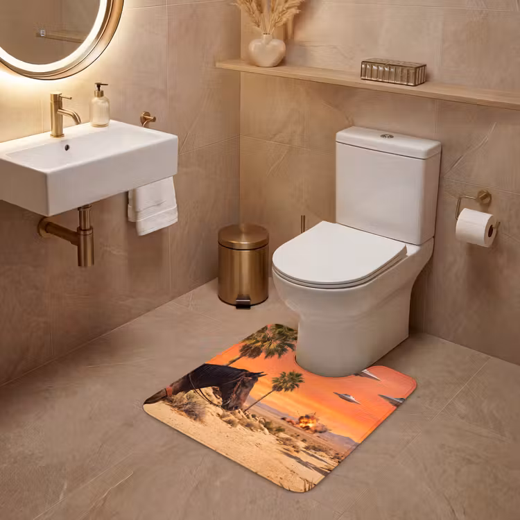 WC Mat - Cowboy - Paard - Woestijn - Cowboy - Paard - Woestijn WCmat U-uitsnede middel