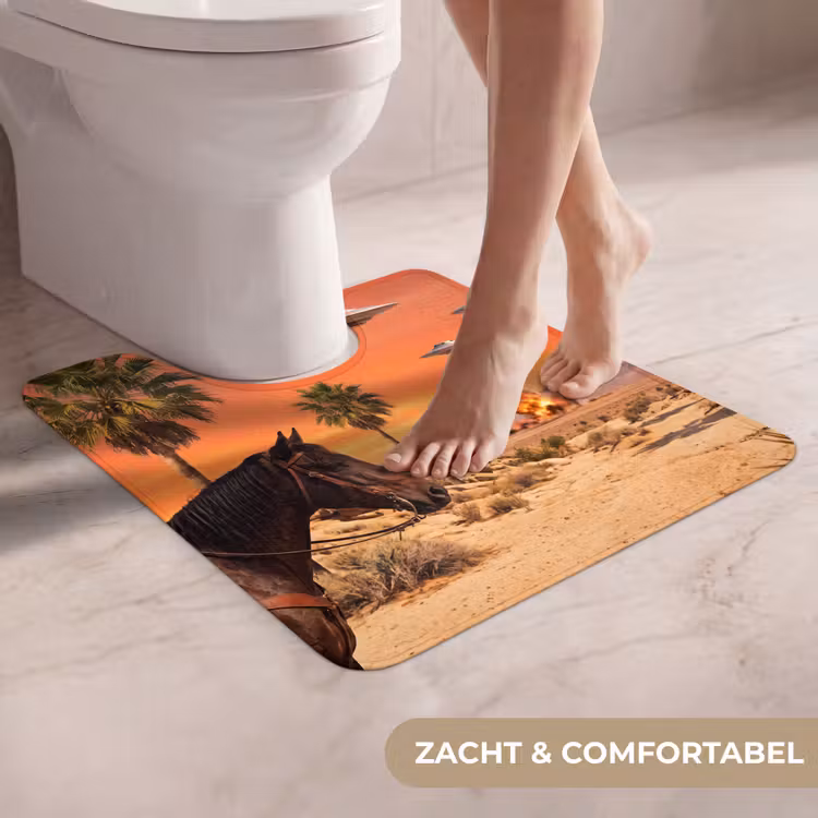 WC Mat - Cowboy - Paard - Woestijn - Cowboy - Paard - Woestijn WCmat U-uitsnede middel