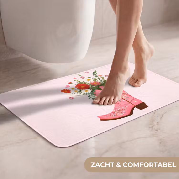 Cowboylaarzen - Roze - Boeket - Bloemen WCmat klein -USP_ZachtNL