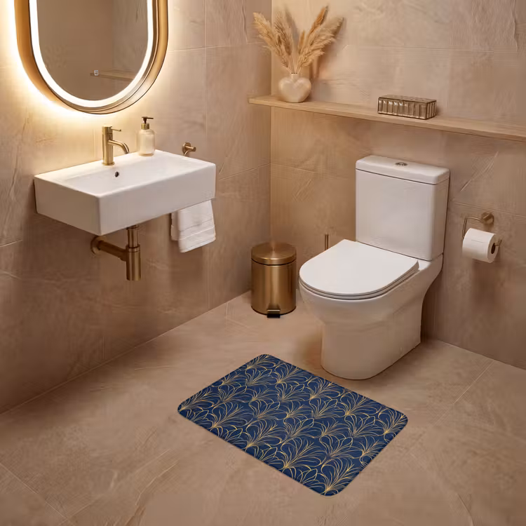 Deco - Waaier - Blauw WCmat klein 1009 -sfeer3