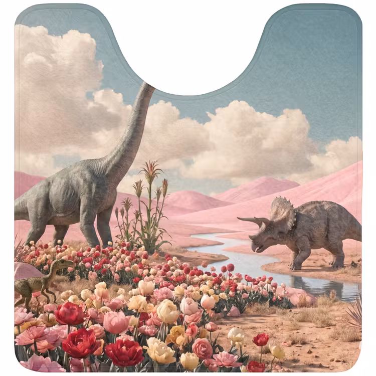 WC Mat - Dinosaurus - Roze - Landschap - Dinosaurus - Roze - Landschap WCmat U-uitsnede middel