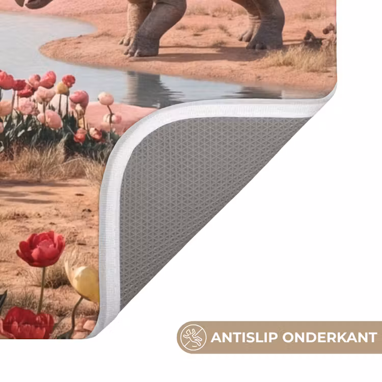 WC Mat - Dinosaurus - Roze - Landschap - Dinosaurus - Roze - Landschap WCmat U-uitsnede middel
