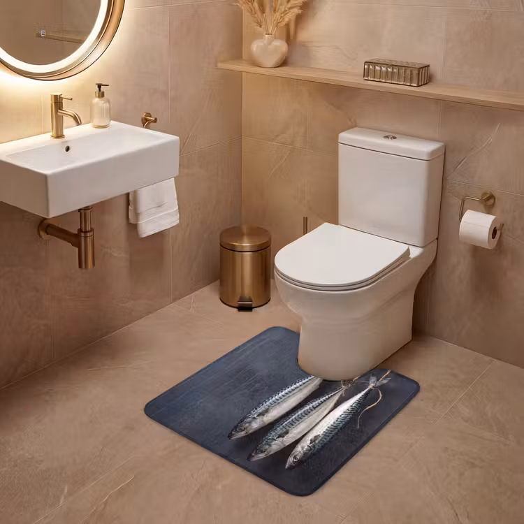 WC Mat - Drie vissen - Touw - Drie vissen - Touw WCmat U-uitsnede middel